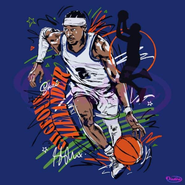 Shai Gilgeous Alexander Oklahoma City Thunder Scribble Style PNG