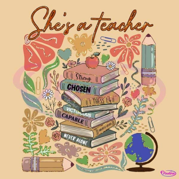 She Is A Teacher Boho Floral Appreciation PNG