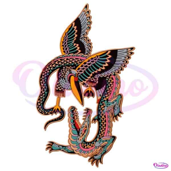 Sky Clash Dragon And Crane Tattoo Art PNG