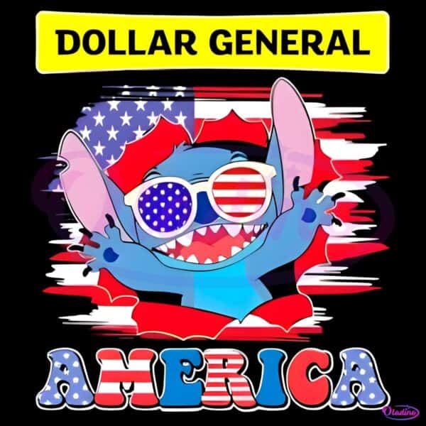 Stitch 4Th Of July America Flag Dollar General PNG