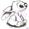 Stitch Sitting Sketch Hand Drawn Style PNG