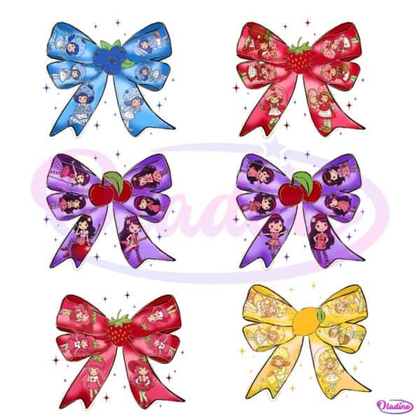 Strawberry Girl Cartoon Berry Sweet Coquette Bow PNG Bundle