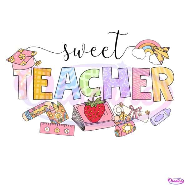Sweet Strawberry Teacher Preschool Back To School PNG