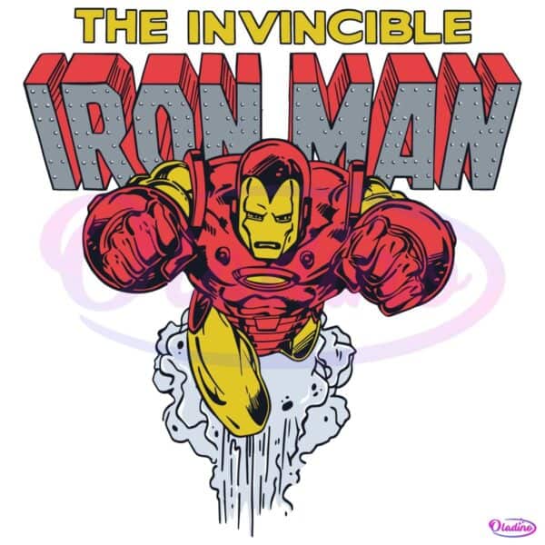 The Invincible Iron Man Retro Marvel Superhero Flying Action Pose SVG