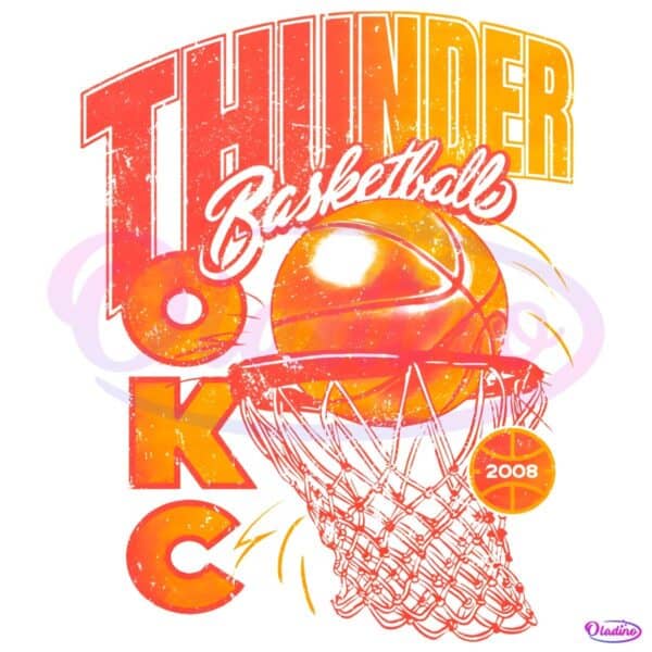 Throwback Okc Thunder Basketball 2008 Retro Hoop PNG