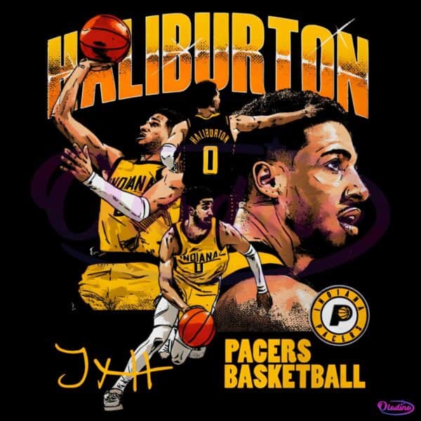 Tyrese Haliburton Indiana Pacers Basketball Collage PNG