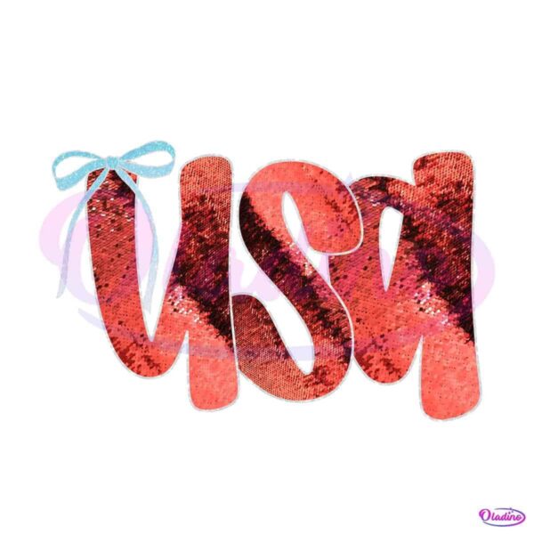 Usa Faux Sequin Coquette Bow Independence Day PNG