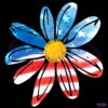 Vintage Daisy Wildflower Summer America Flag PNG