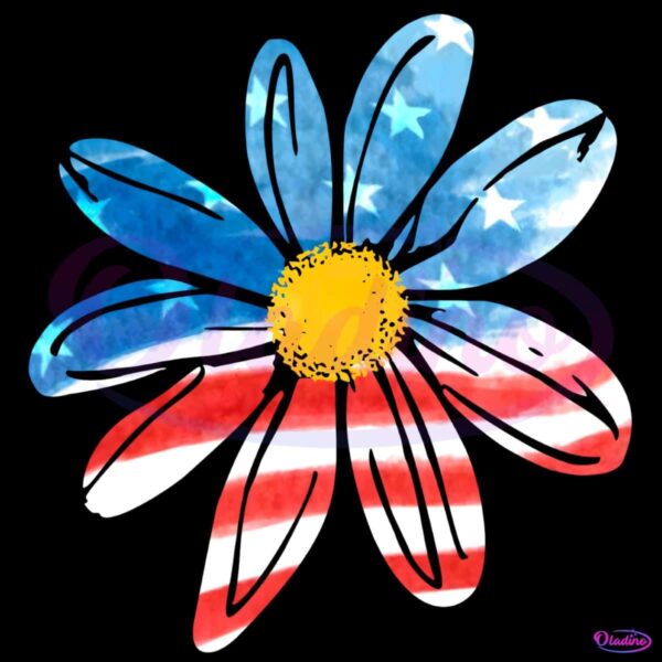Vintage Daisy Wildflower Summer America Flag PNG