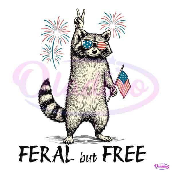 Vintage Patriotic Raccoon Feral But Free Usa Flag SVG