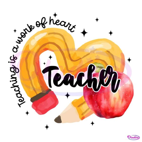 Watercolor Custom Teacher Name Pencil Apple Appreciation Gift PNG