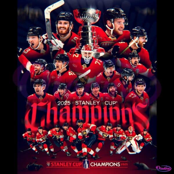2025 Stanley Cup Champions Back To Back Florida Panthers Poster PNG