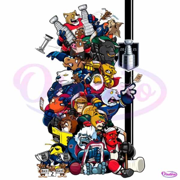2025 Stanley Cup Hangover Nhl Mascot Pile Up Cartoon PNG