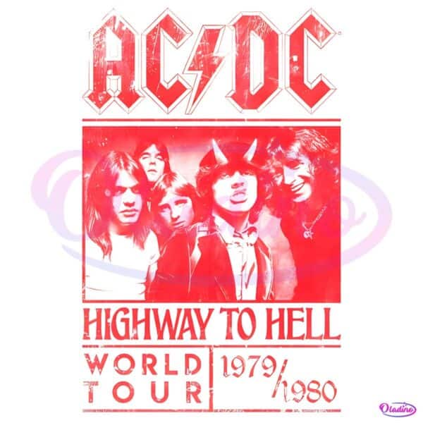 Acdc Highway To Hell Red 1979 1980 World Tour Rock Band PNG