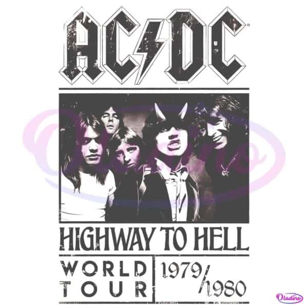 Acdc Highway To Hell Tour Vintage 1979 1980 Rock Band PNG