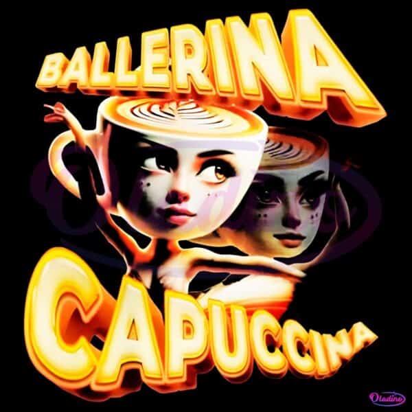 Ballerina Cappuccina Brainrot Character Meme PNG