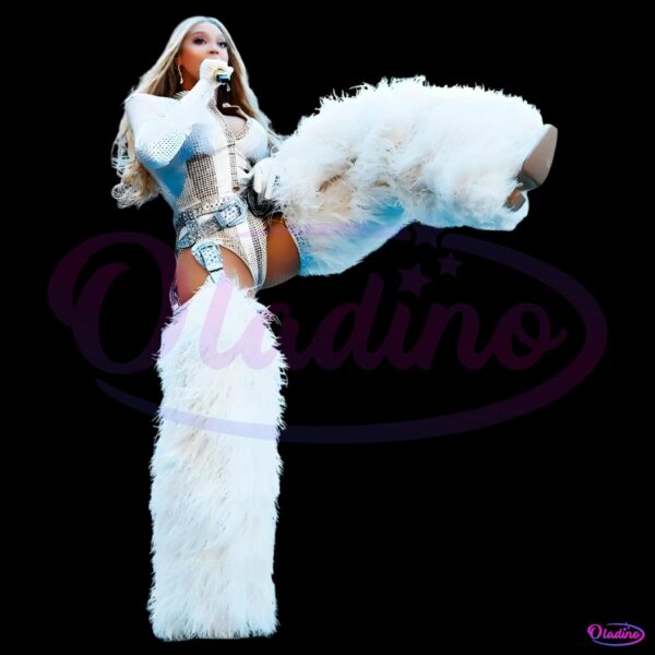 Beyonce Fierce Stage Pose Fluffy Boots Concert Outfit PNG