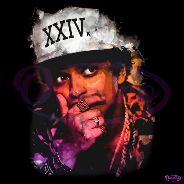 Bruno Mars 24K Magic Retro Watercolor Style PNG