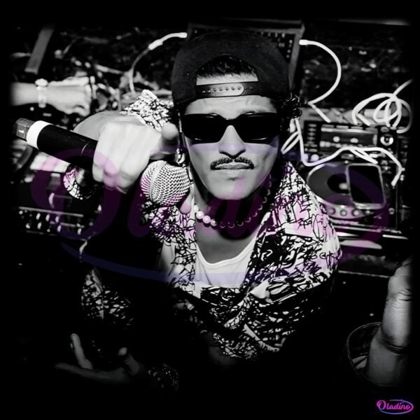 Bruno Mars Mic Drop Performance Black And White Vintage PNG