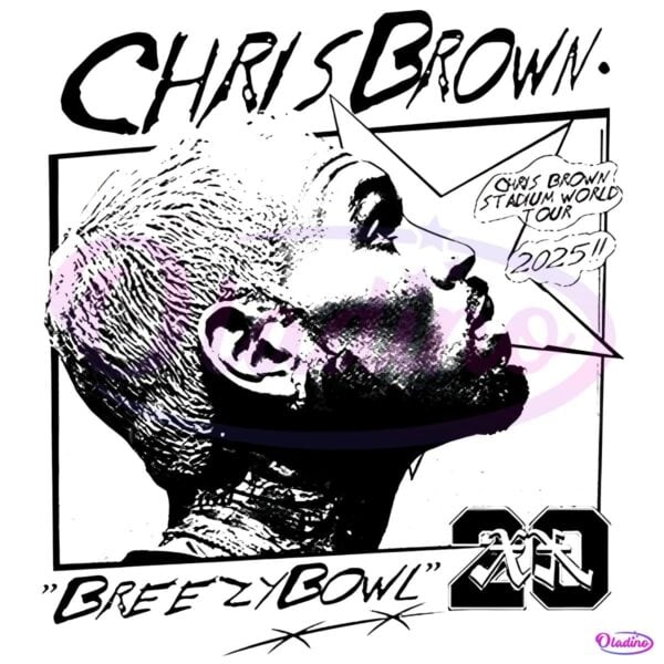 Chris Brown Breezy Bowl World Tour 2025 Comic Poster Style PNG