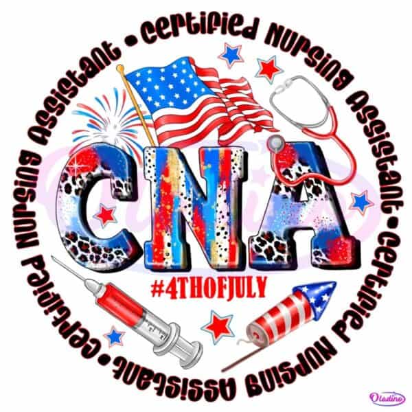Cna Certified Nursing Assistant Patriotic 4Th Of July Usa Flag PNG