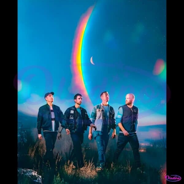 Coldplay Rainbow Sky Tour Band Vintage Aesthetic PNG