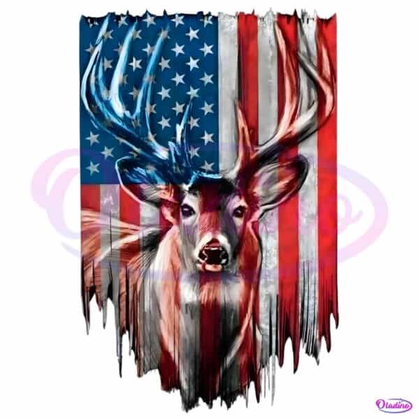 Deer Hunting American Flag 4Th Of July Patriotic Vintage PNG