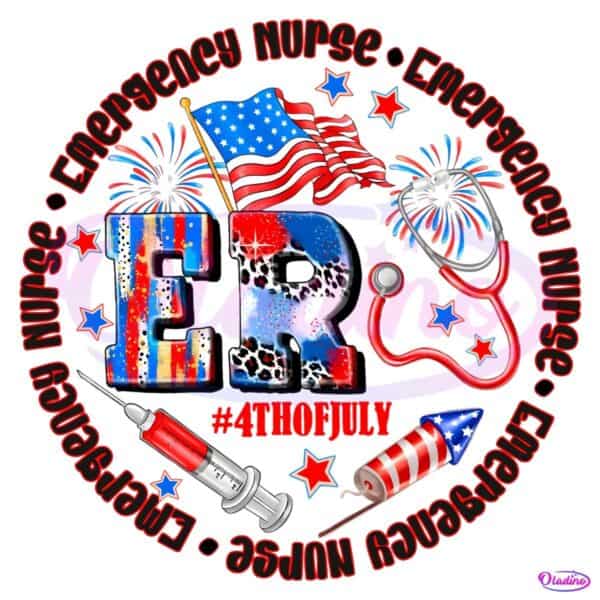 Er Emergency Nurse Fourth Of July Fireworks Patriotic PNG