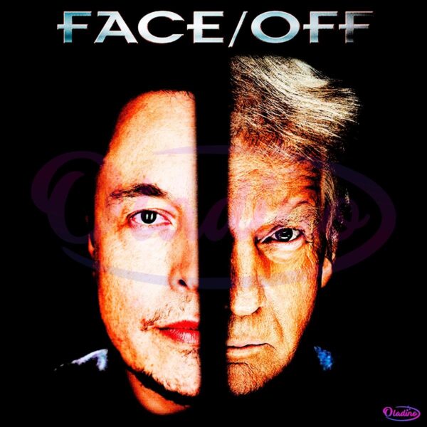 Face Off Elon Trump Meme Battle Split Portrait PNG