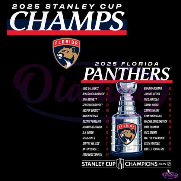 Florida Panthers 2025 Stanley Cup Champions Give And Go Roster PNG