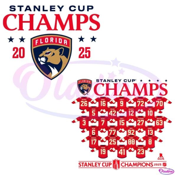 Florida Panthers 2025 Stanley Cup Champions Jersey Roster PNG