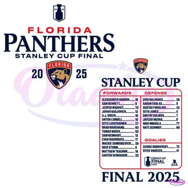 Florida Panthers Stanley Cup Final 2025 Full Team Roster PNG