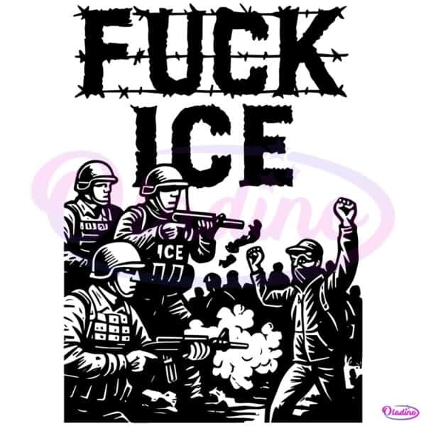 Fuck Ice Barbed Wire Protest Immigration Rights Graphic SVG