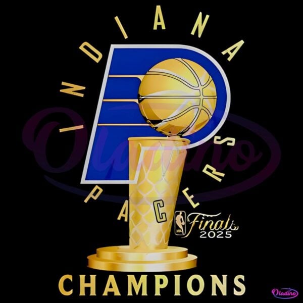 Golden Basketball Trophy In Pacers P Logo With Champions Text PNG