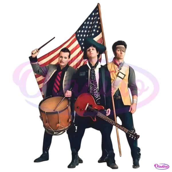 Green Day Patriotic Drummer Guitar Flag Pose PNG