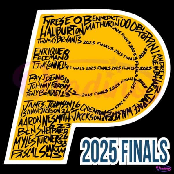 Indiana Pacers 2025 Finals Roster Typography P Logo SVG