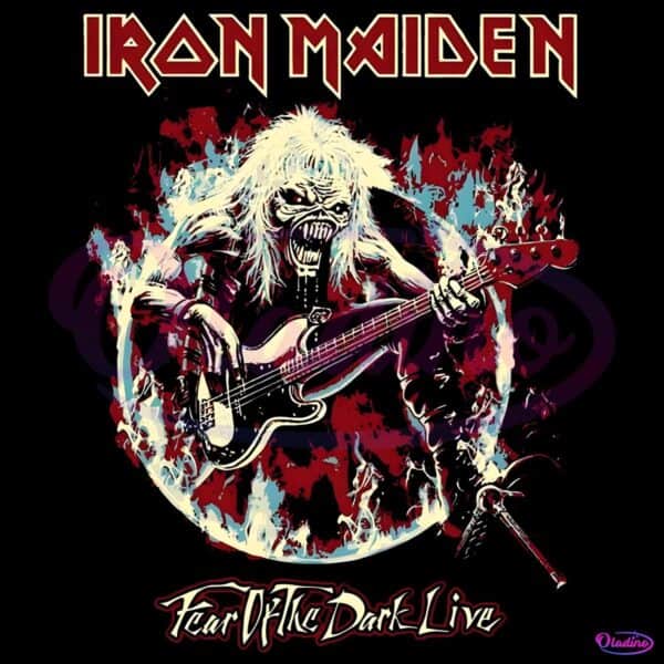 Iron Maiden Skeleton Playing Electric Guitar Fear Of The Dark Live PNG