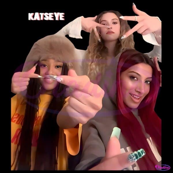 Katseye Girl Group Finger Heart Pose Urban Streetwear Kpop PNG