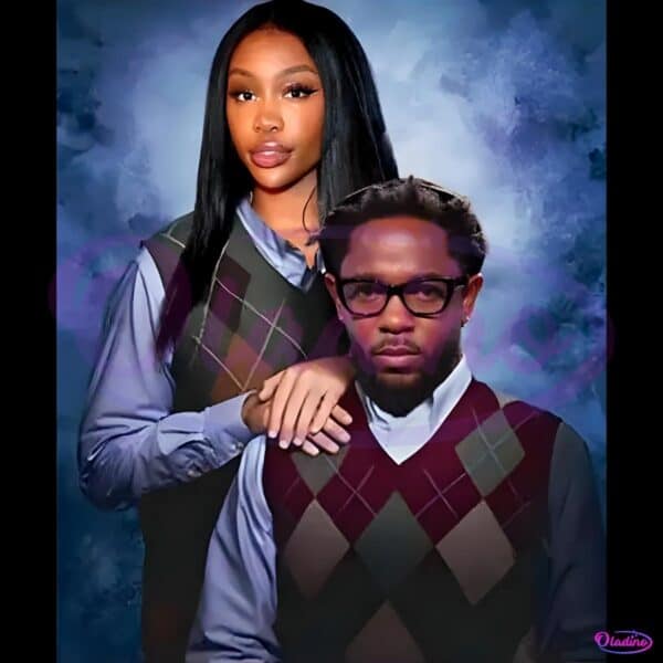 Kendrick Lamar And Sza Funny School Portrait Style PNG