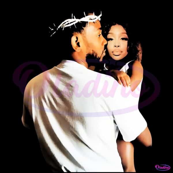 Kendrick Lamar Holding Sza Angelic Style Crown Of Thorns PNG