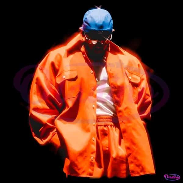 Kendrick Lamar Wearing Red Oversized Jacket And Blue Cap PNG