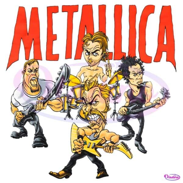 Metallica Cartoon Band Tour 1996 1997 Vintage Style PNG