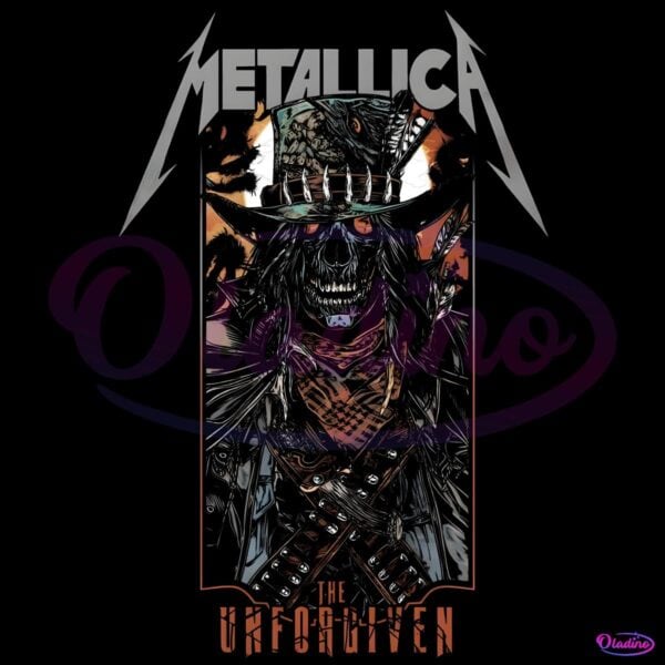 Metallica The Unforgiven Pinball Art Skeleton Cowboy Poster PNG