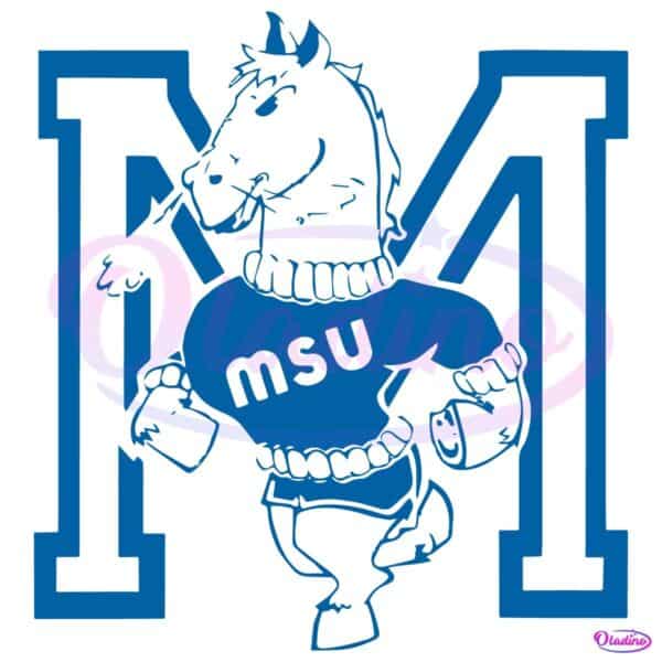 Murray State Horse Mascot Running Through Letter M Vintage SVG