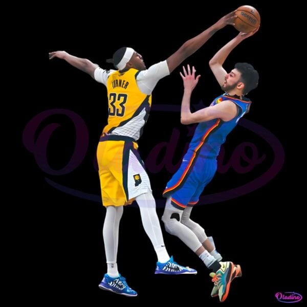 Myles Turner Block Shot Basketball Vintage Style PNG