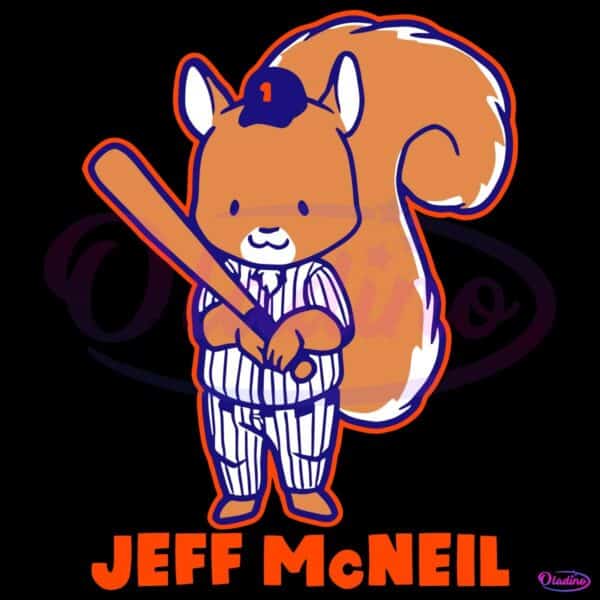 New York Mets Jeff Mcneil Squirrel Baseball Cartoon SVG