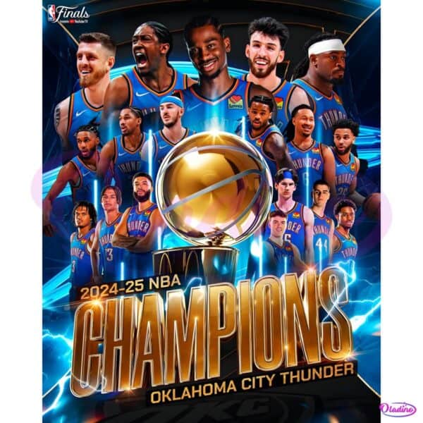 Oklahoma City Thunder 2025 Nba Champions Lightning Edition PNG