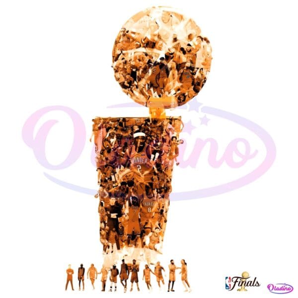 Oklahoma City Thunder 2025 Nba Champions Trophy Silhouette Collage PNG
