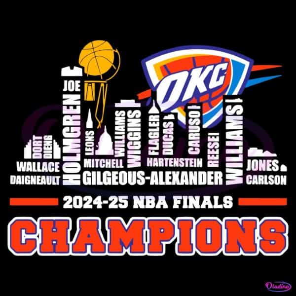 Oklahoma City Thunder 2025 Nba Finals Champions Player Skyline SVG