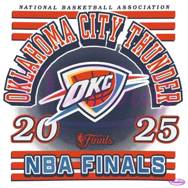 Oklahoma City Thunder 2025 Nba Finals Striped Logo Basketball PNG